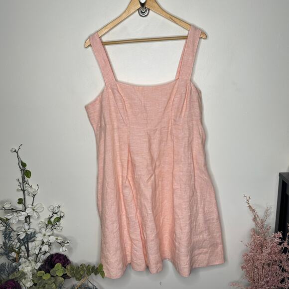 BANANA REPUBLIC Kenza Linen Mini Dress Peach Orange Pink Sz 16 $160 {LL52} - Picture 4 of 8